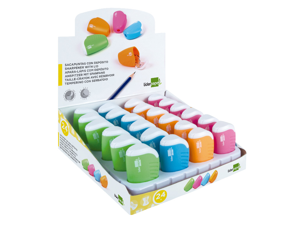 APARA LAPIS LIDERPAPEL PLASTICO UM USO COM DEPOSITO CORES SORTIDAS