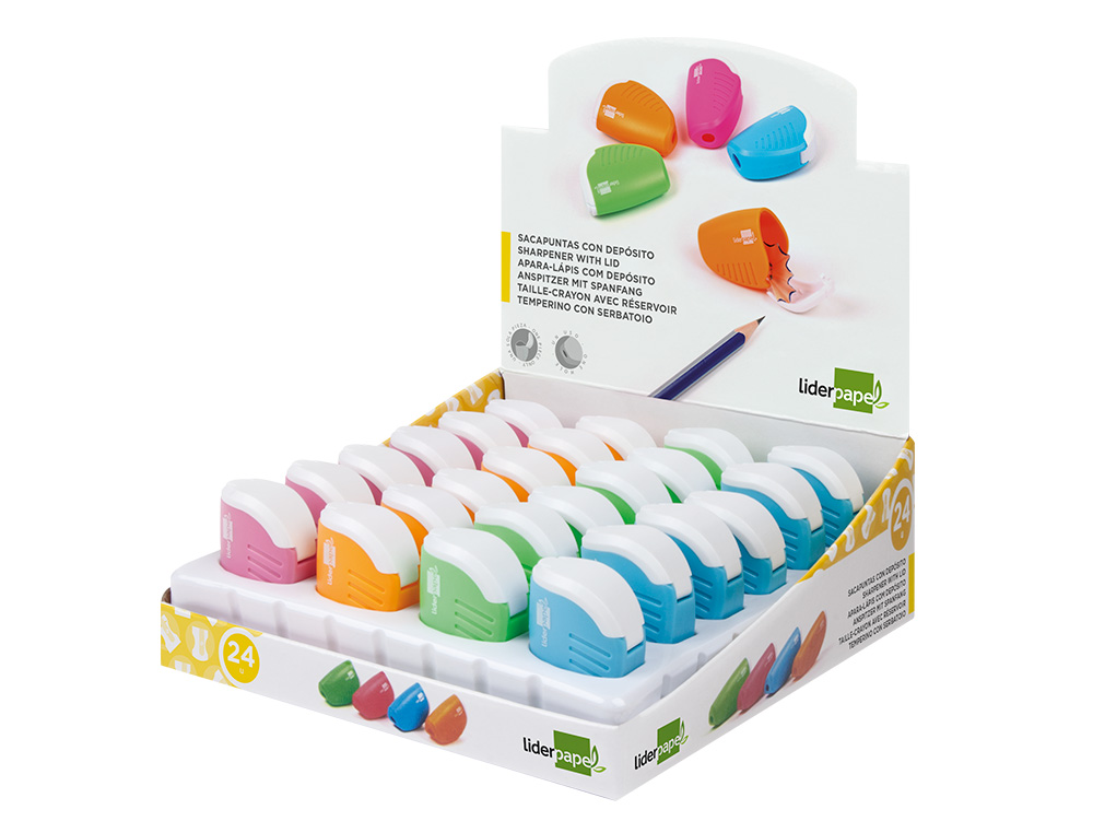APARA LAPIS LIDERPAPEL PLASTICO UM USO COM DEPOSITO CORES SORTIDAS