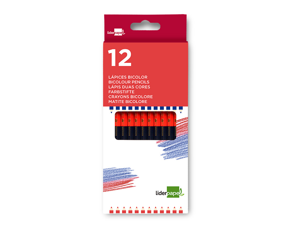 LAPIS BICOLOR LIDERPAPEL VERMELHO-AZUL C/ DE 12 LAPIS