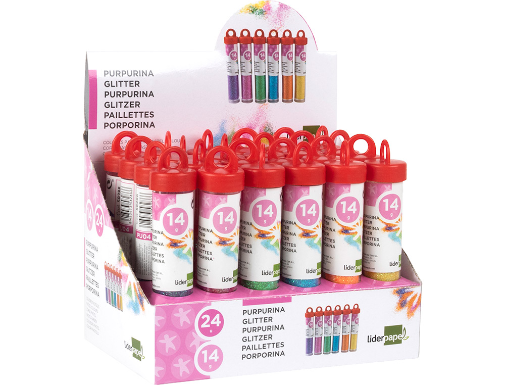PURPURINA LIDERPAPEL FANTASIA CORES METALICAS PASTEL FRASCO DE 14 GR