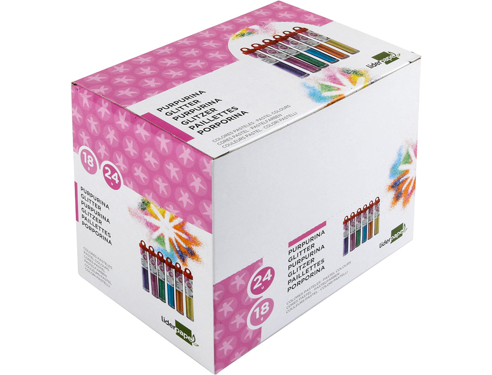 PURPURINA LIDERPAPEL FANTASIA CORES METALICAS PASTEL FRASCO DE 18 GR