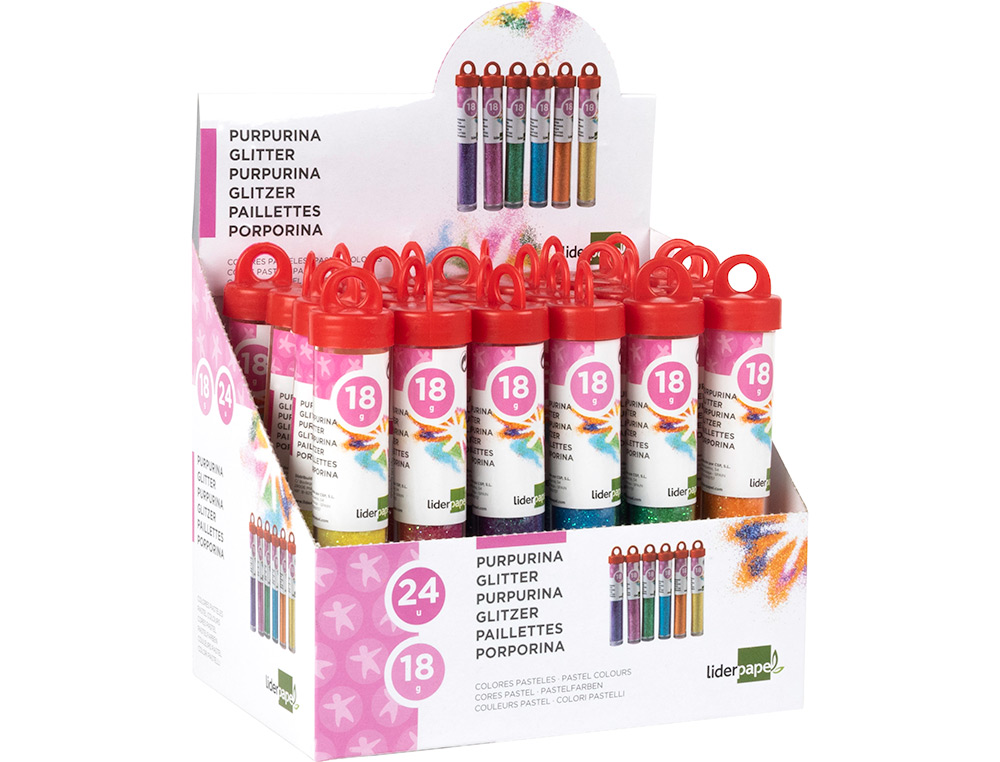 PURPURINA LIDERPAPEL FANTASIA CORES METALICAS PASTEL FRASCO DE 18 GR