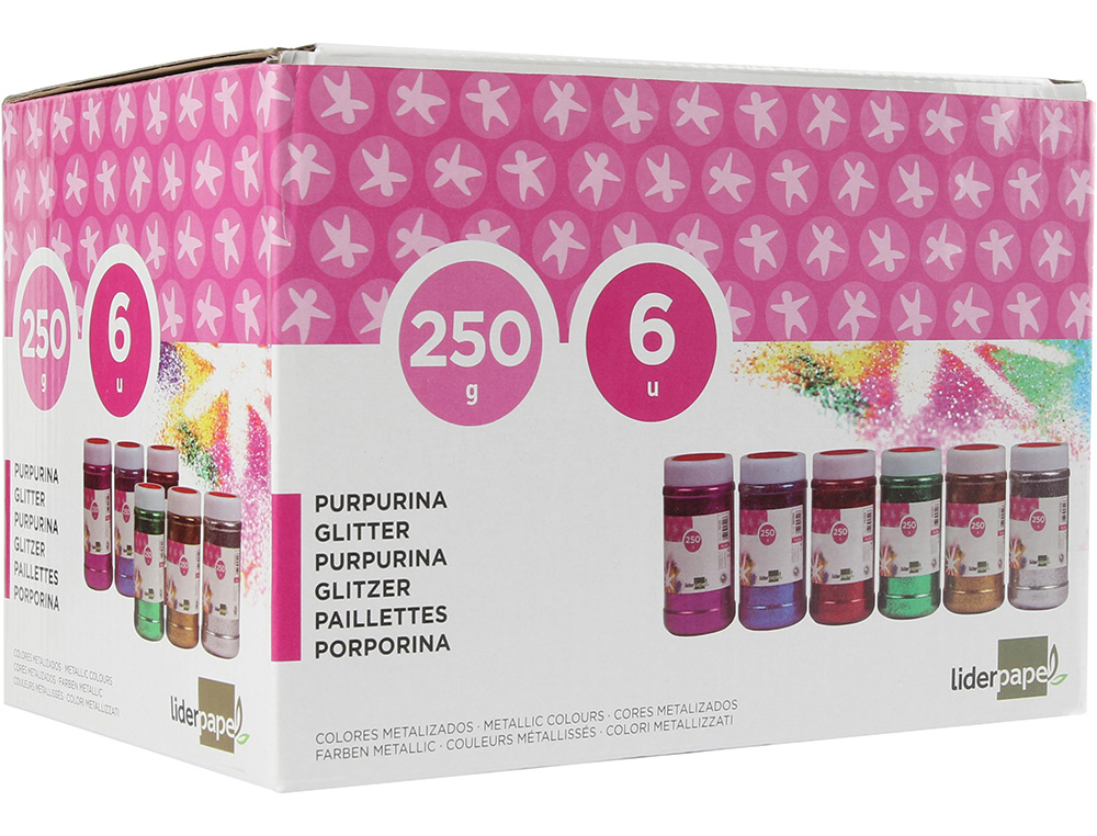 PURPURINA LIDERPAPEL FANTASIA CORES METALICAS SORTIDAS FRASCO DE 250 GR
