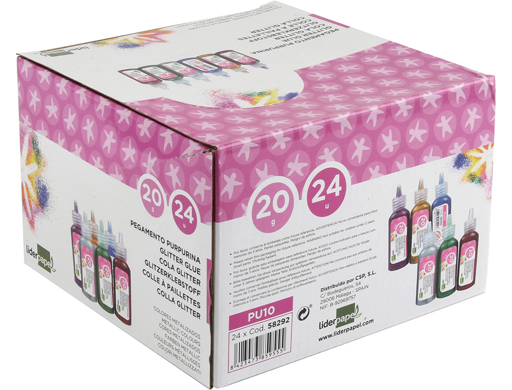 COLA PURPURINA LIDERPAPEL FANTASIA CORES METALICAS SORTIDAS FRASCO 20 GR