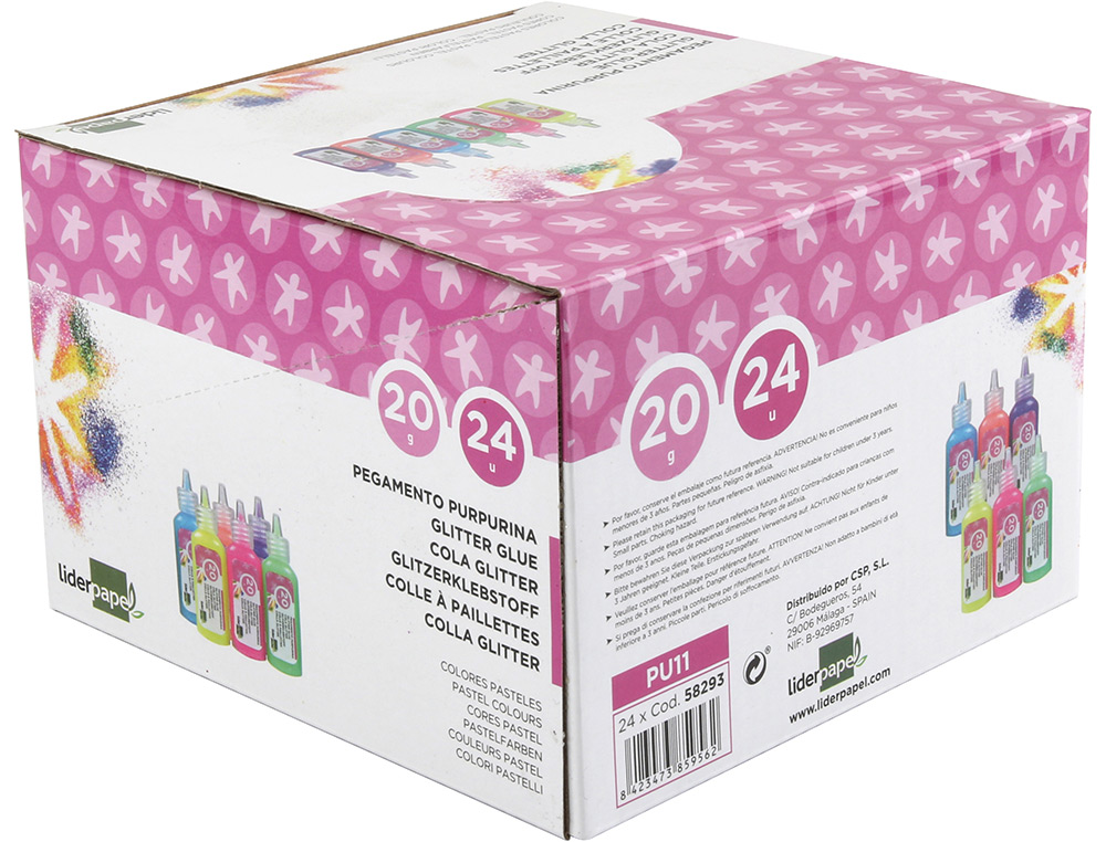 COLA PURPURINA LIDERPAPEL FANTASIA CORES METALICAS PASTEL FRASCO DE 20 GR