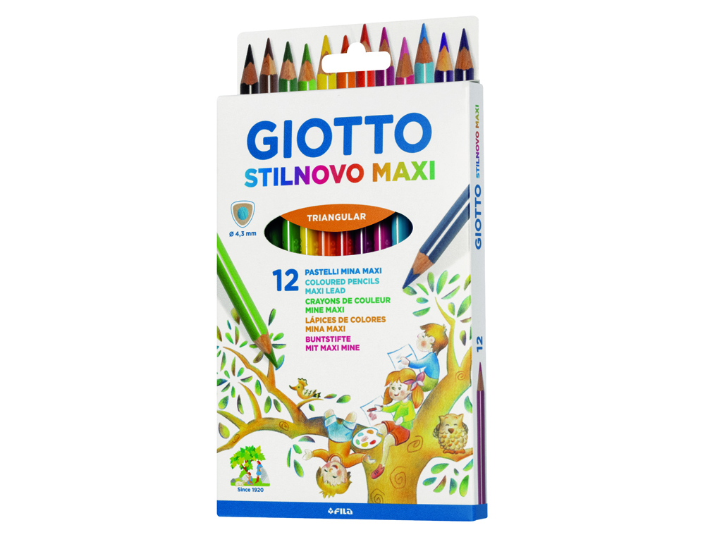 LAPIS DE COR GIOTTO STILNOVO MAXI CAIXA DE 12 UNIDADES CORES SORTIDAS MINA DE 4,3 MM