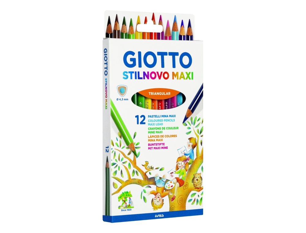 LAPIS DE COR GIOTTO STILNOVO MAXI CAIXA DE 12 UNIDADES CORES SORTIDAS MINA DE 4,3 MM