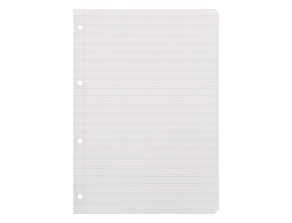 RECAMBIO LIDERPAPEL FOLIO 100 H 4 TALADROS 70 GR CUADRICULADO PAUTADO 3 MM CON MARGEN