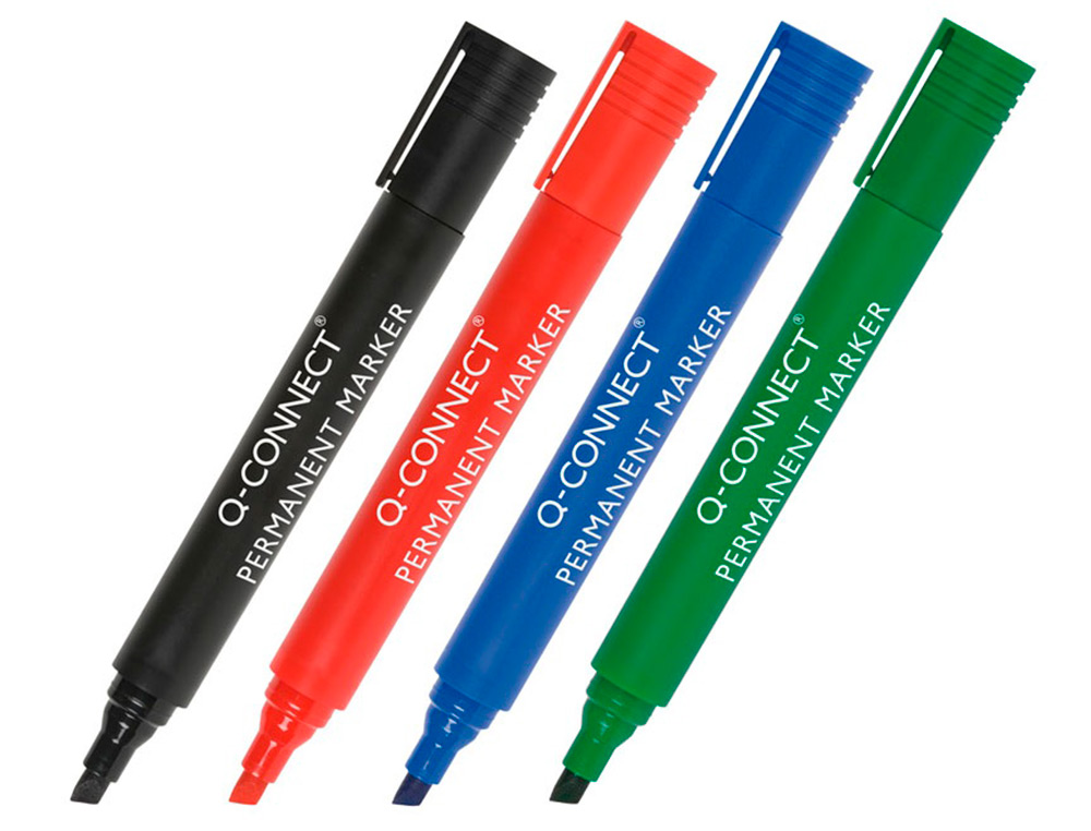 MARCADOR Q-CONNECT PERMANENTE PRETO PONTA BISELADA 5.0 MM