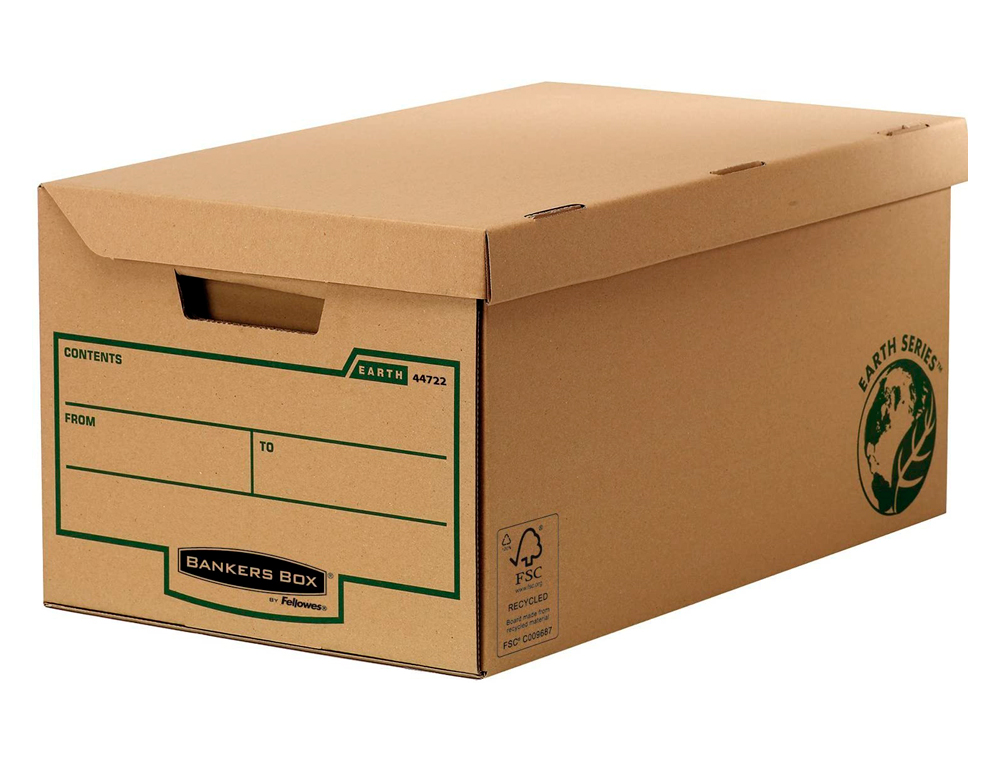 CAIXA PARA ARQUIVO MORTO FELLOWES EM CARTAO RECICLADO CAPACIDADE 4 CAIXAS DE ARQUIVO 80 MM 269X340X400 MM