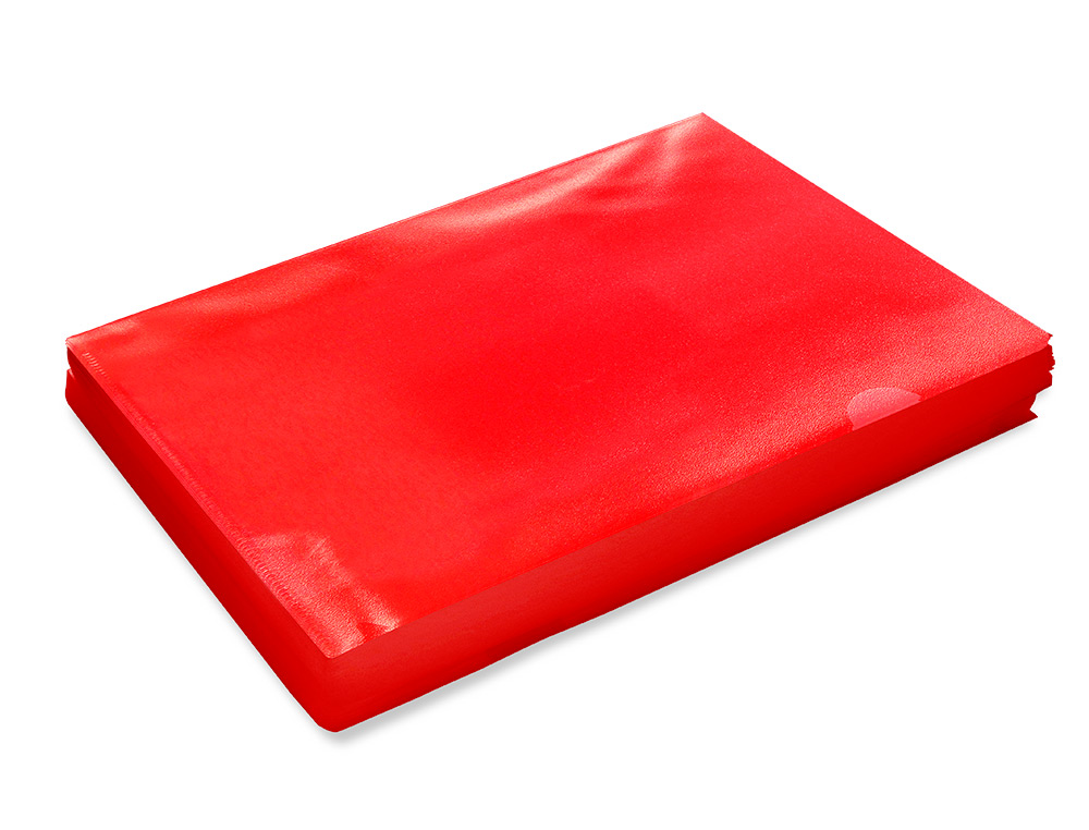 BOLSA DOSSIER Q-CONNECT EM PLASTICO DIN A4 120 MICRONS VERMELHA CAIXA DE 100 UNIDADES