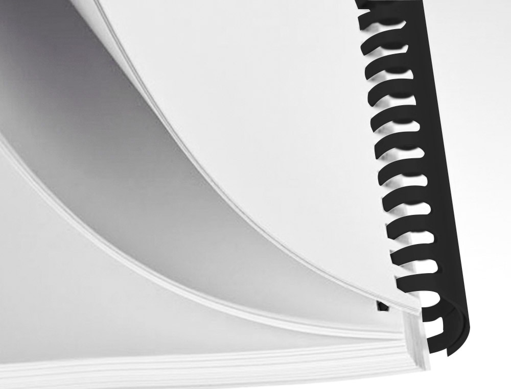 ESPIRAL Q-CONNECT REDONDA 16 MM PLASTICO PRETO CAPACIDADE 145 FOLHAS CAIXA DE 50 UNIDADES