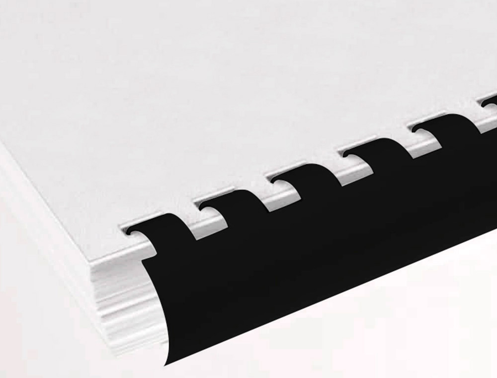 ESPIRAL Q-CONNECT REDONDA 16 MM PLASTICO PRETO CAPACIDADE 145 FOLHAS CAIXA DE 50 UNIDADES