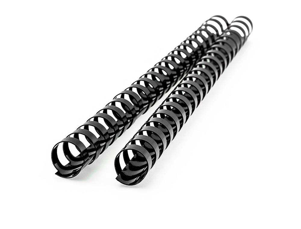 ESPIRAL Q-CONNECT REDONDA 16 MM PLASTICO PRETO CAPACIDADE 145 FOLHAS CAIXA DE 50 UNIDADES