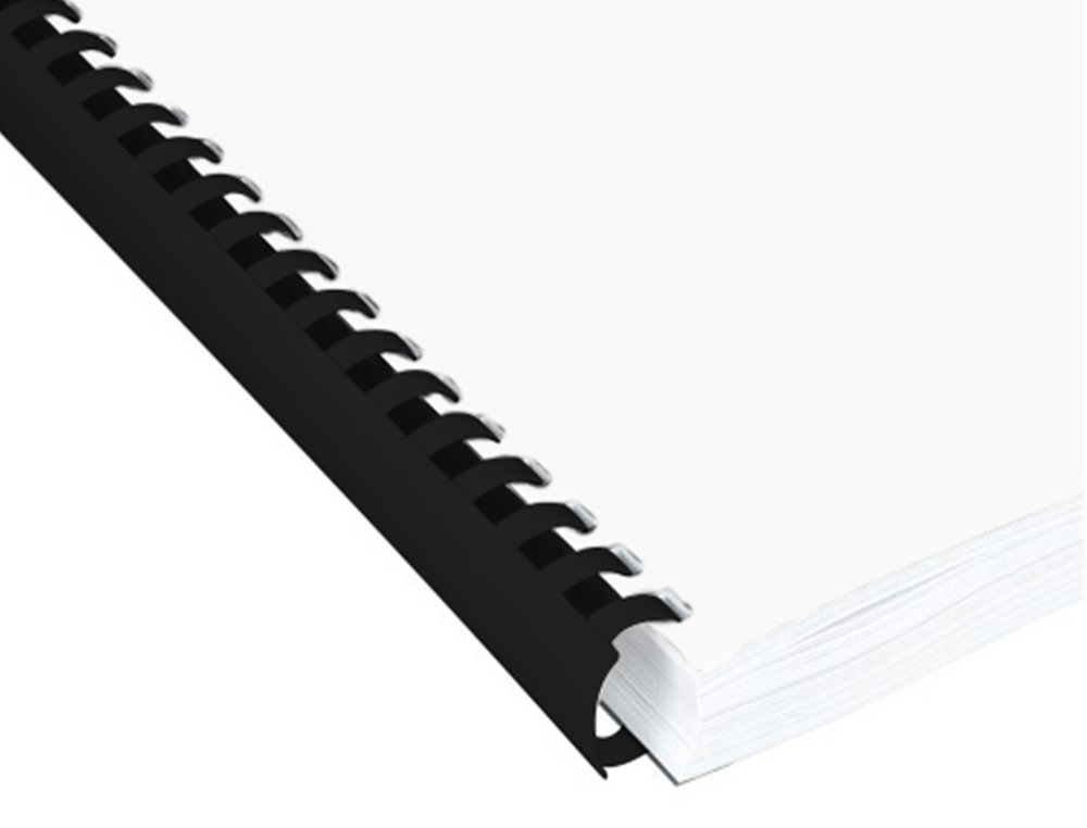 ESPIRAL Q-CONNECT REDONDA 16 MM PLASTICO PRETO CAPACIDADE 145 FOLHAS CAIXA DE 50 UNIDADES