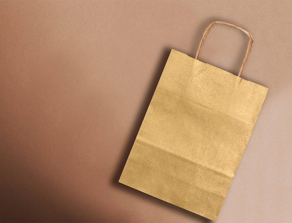 SACO DE PAPEL Q-CONNECT KRAFT OURO ASA RETORCIDA 240X100X310 MM