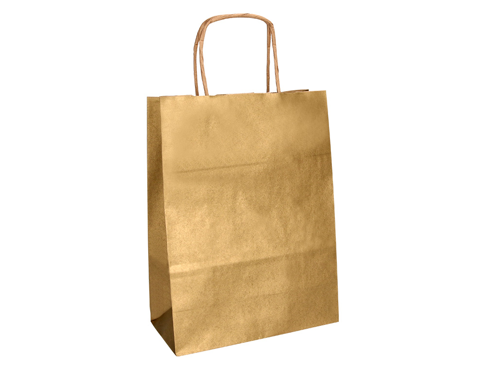 SACO DE PAPEL Q-CONNECT KRAFT OURO ASA RETORCIDA 240X100X310 MM