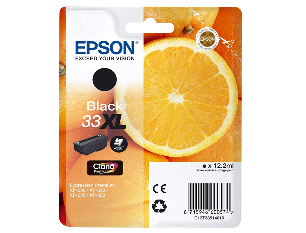 TINTEIRO EPSON EXPRESSION PREMIUN T3351 33XL XP-530 / XP-630 / XP-640 / XP-830 / XP-900 PRETO 530 PAG