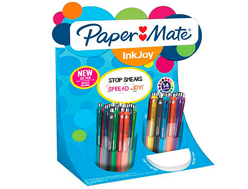 ESFEROGRÁFICA PAPER MATE INKJOE RETRÁTIL GEL PEN TRAÇO 0,7 MM EXPOSITOR DE 60 UNIDADES CORES SORTIDAS