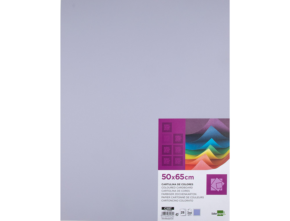 CARTOLINA LIDERPAPEL 50X65 CM 240 GR LILAS PACK DE 25 UNIDADES