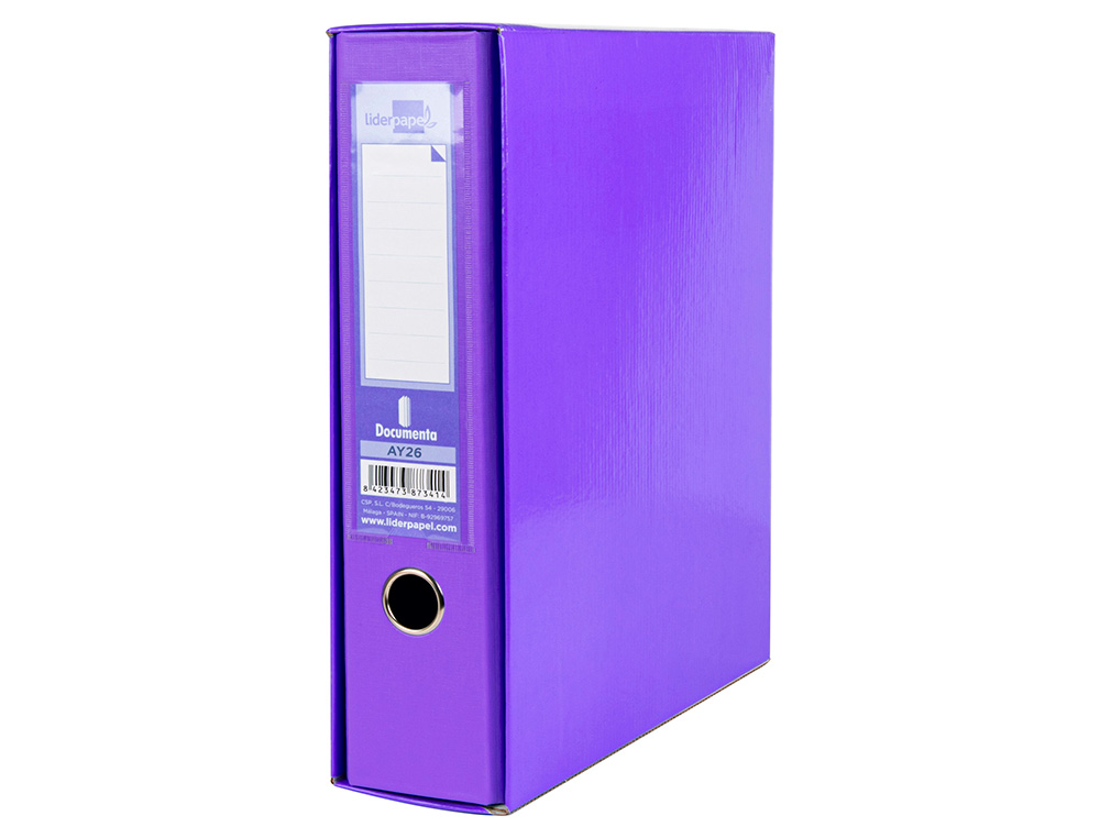 CAIXA PARA PASTA DE ARQUIVO DE ALAVANCA LIDERPAPEL DOCUMENTA CARTAO FOLIO LOMBADA 75 MM LILAS