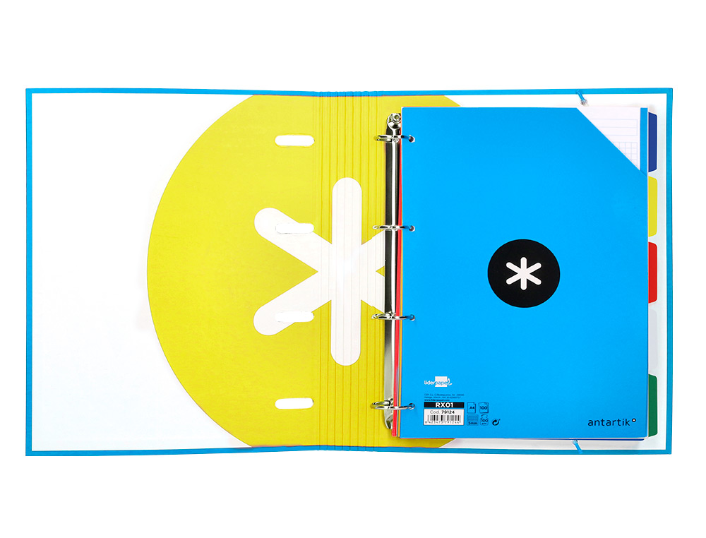 PASTA ANTARTIK COM RECARGA E ABA DIN A4 QUADRICULA 5MM FORRADA 4 ANEIS 40MM COR AZUL