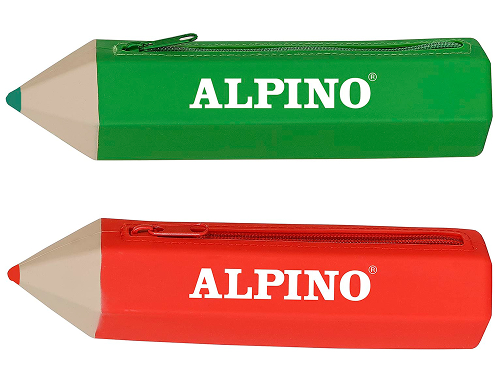 ESTOJO ESCOLAR ALPINO FORMA LAPIS SOFT COM 12 LAPIS DE COR
