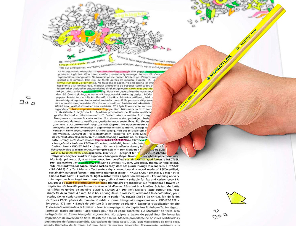 LAPIS FLUORESCENTE STAEDTLER TRIANGULAR TOP STAR AMARELO CAIXA DE 12 UNIDADES