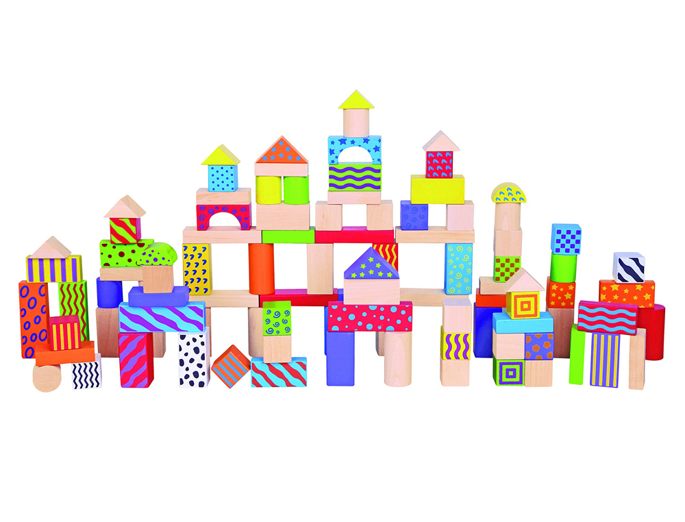 CONJUNTO ANDREUTOYS BLOCO DE MADEIRAS 100 PECAS 22,5X22 CM
