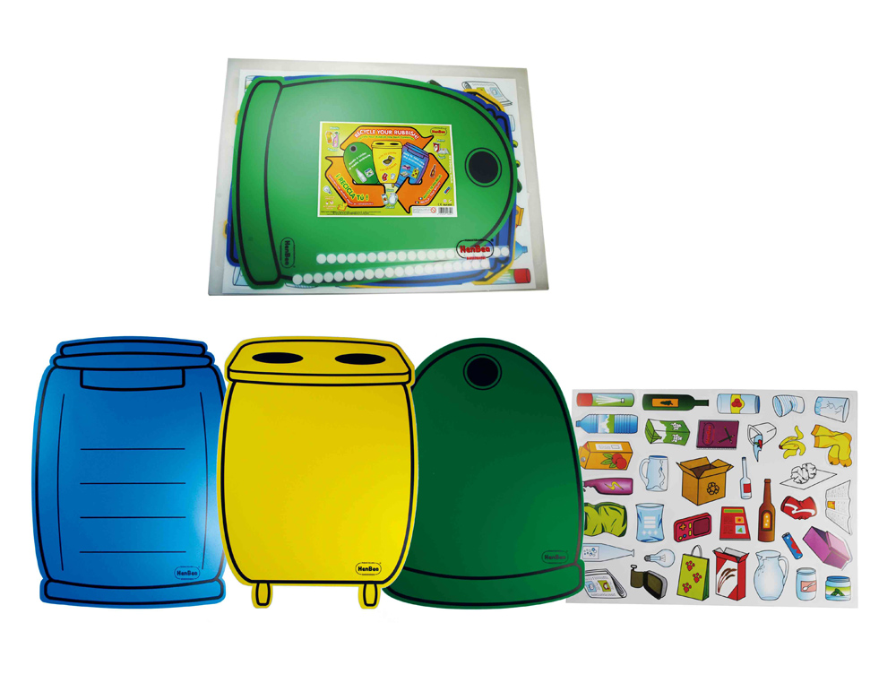 JOGO HENBEA PLASTICO RECICLAGEM MATERIAL ORGANICO VIDRIO PAPEL 36 PEÇAS