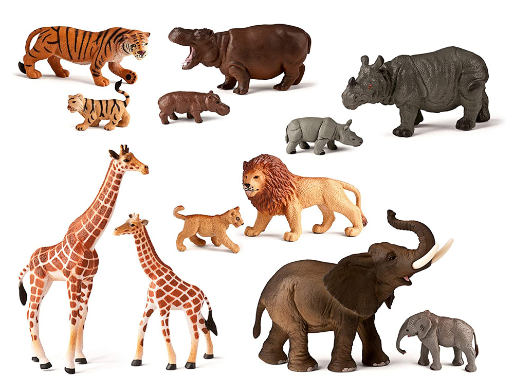 JOGO MINILAND ANIMAIS DA SELVA COM CRIAS 12 FIGURAS