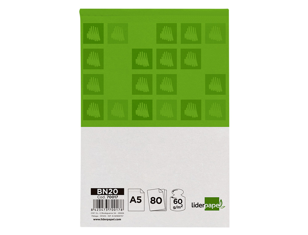 BLOCO DE APONTAMENTOS LIDERPAPEL LISO A5 80 FOLHAS 60 G/M2 SEM CAPA