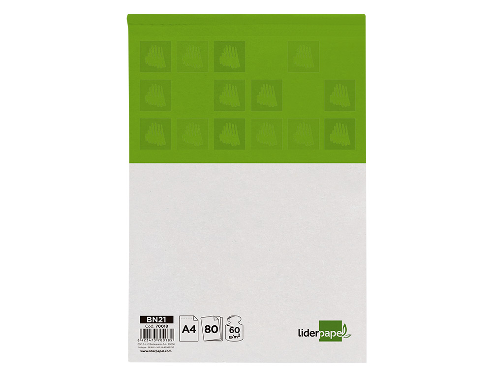 BLOCO DE APONTAMENTOS LIDERPAPEL QUAD 4 MM 80 FOLHAS 60 G/M2PERFURADO SEM CAPA