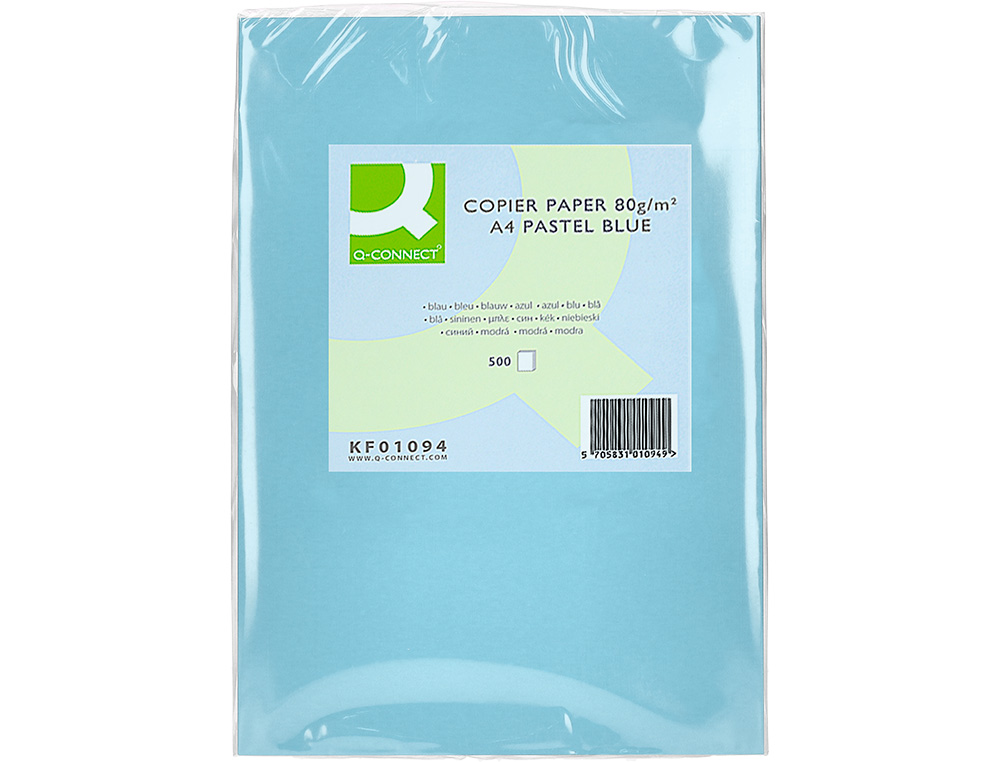 PAPEL DE COR Q-CONNECT DIN A4 80 GR AZUL EMBALAGEM DE 500 FOLHAS