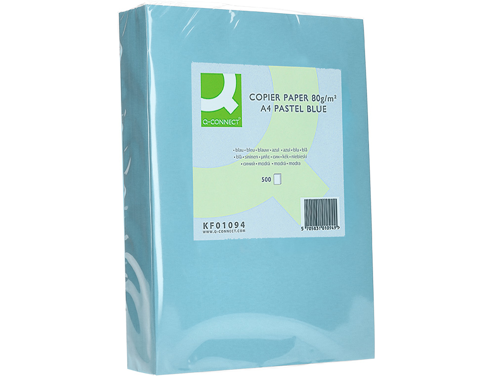 PAPEL DE COR Q-CONNECT DIN A4 80 GR AZUL EMBALAGEM DE 500 FOLHAS