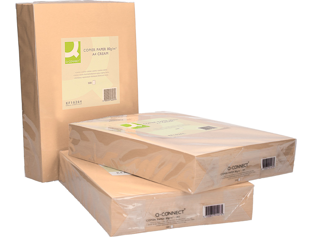 PAPEL DE COR Q-CONNECT DIN A4 80 GR CREME EMBALAGEM DE 500 FOLHAS