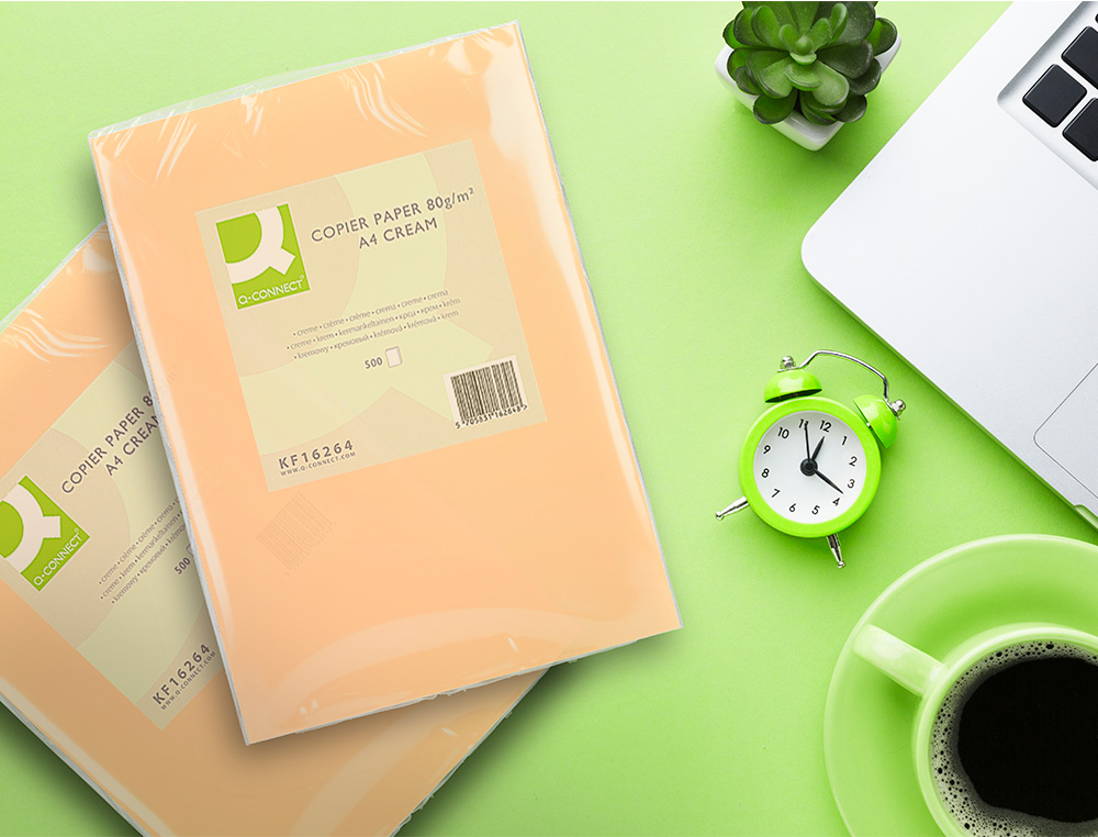 PAPEL DE COR Q-CONNECT DIN A4 80 GR CREME EMBALAGEM DE 500 FOLHAS