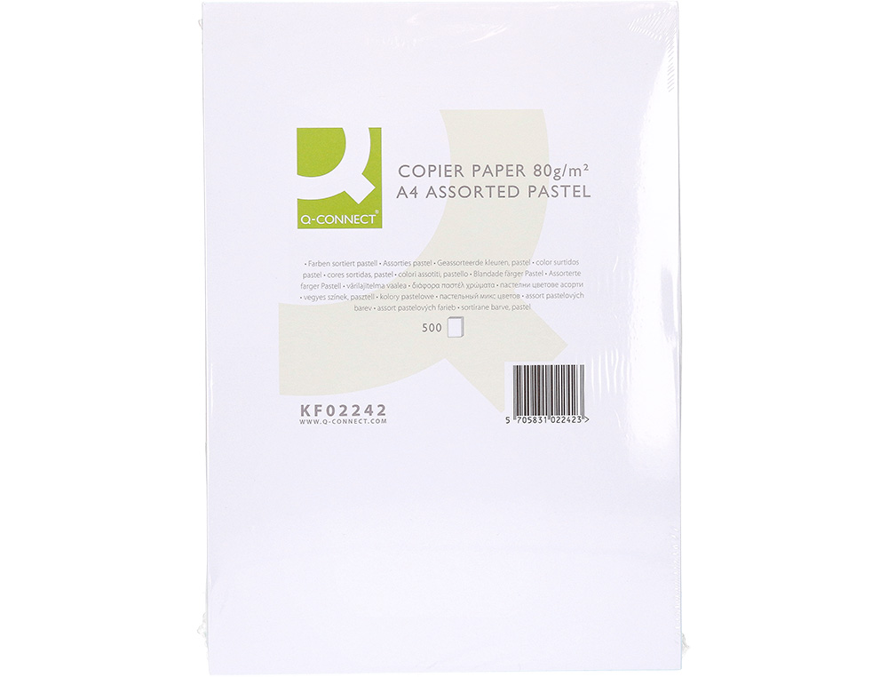 PAPEL DE COR Q-CONNECT DIN A4 80 GR 5 CORES SORTIDAS EMBALAGEM DE 500 FOLHAS