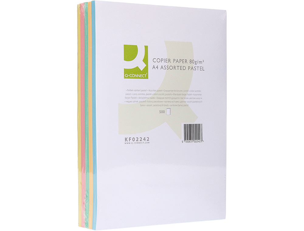 PAPEL DE COR Q-CONNECT DIN A4 80 GR 5 CORES SORTIDAS EMBALAGEM DE 500 FOLHAS