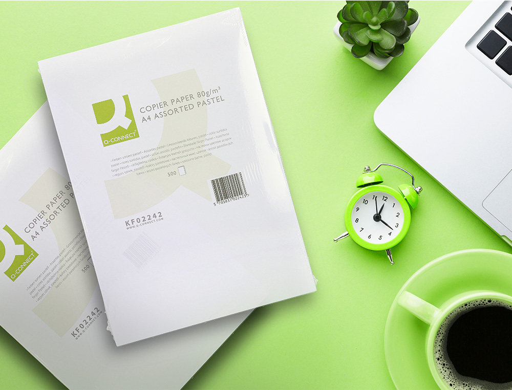 PAPEL DE COR Q-CONNECT DIN A4 80 GR 5 CORES SORTIDAS EMBALAGEM DE 500 FOLHAS