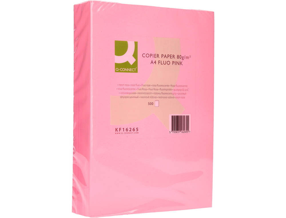 PAPEL DE COR Q-CONNECT DIN A4 80 GR ROSA NEON EMBALAGEM DE 500 FOLHAS