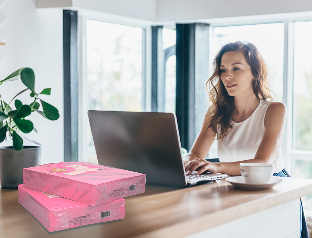 PAPEL DE COR Q-CONNECT DIN A4 80 GR ROSA NEON EMBALAGEM DE 500 FOLHAS
