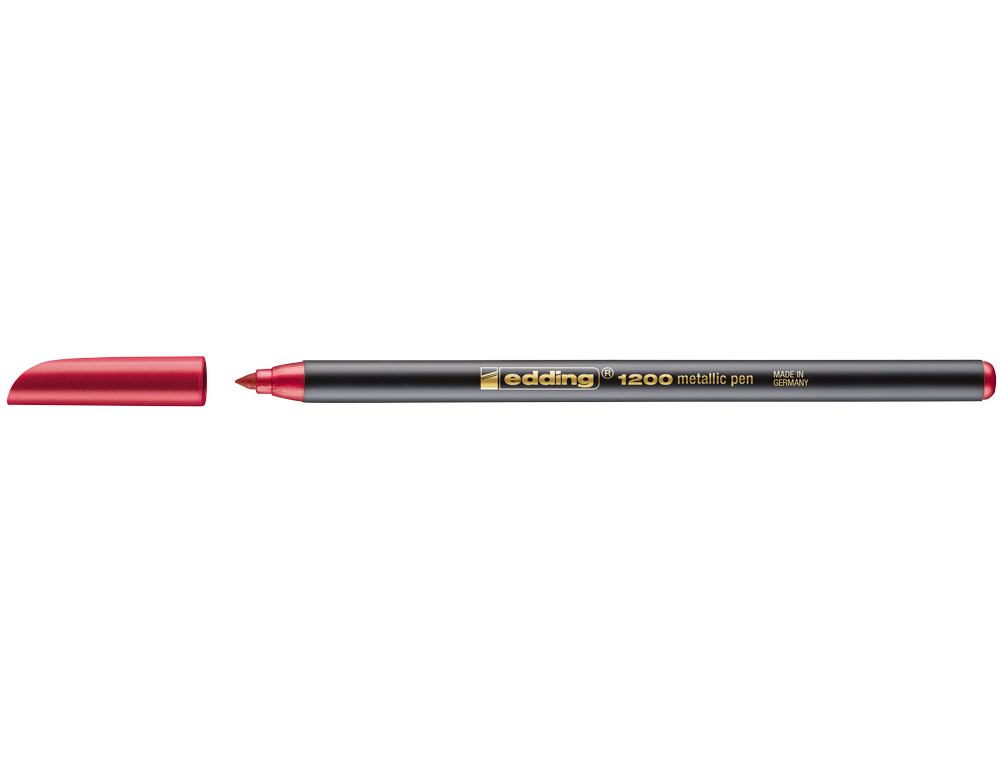 MARCADOR EDDING 1200 PONTA DE FIBRA REDONDA TRACO 1-3 MM N.72 VERMELHO METALIZADO