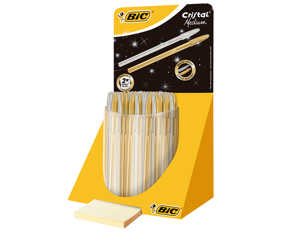 ESFEROGRAFICA BIC CRISTAL DOURADA E PRATEADA EXPOSITOR DE 40UNIDADES SORTIDAS