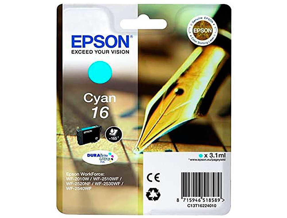 TINTEIRO EPSON 16 WF2010W WF2510WF WF2520NF WF2530WF WF2540WF CIAN 175 PAG