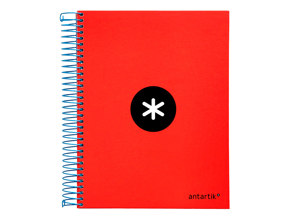 CADERNO ESPIRAL DIN A5 ANTARTIK CAPA FORRADA 120 F 100 GR PAUTADO 5 BANDAS DE CORES 6 FUROS COR VERMELHO