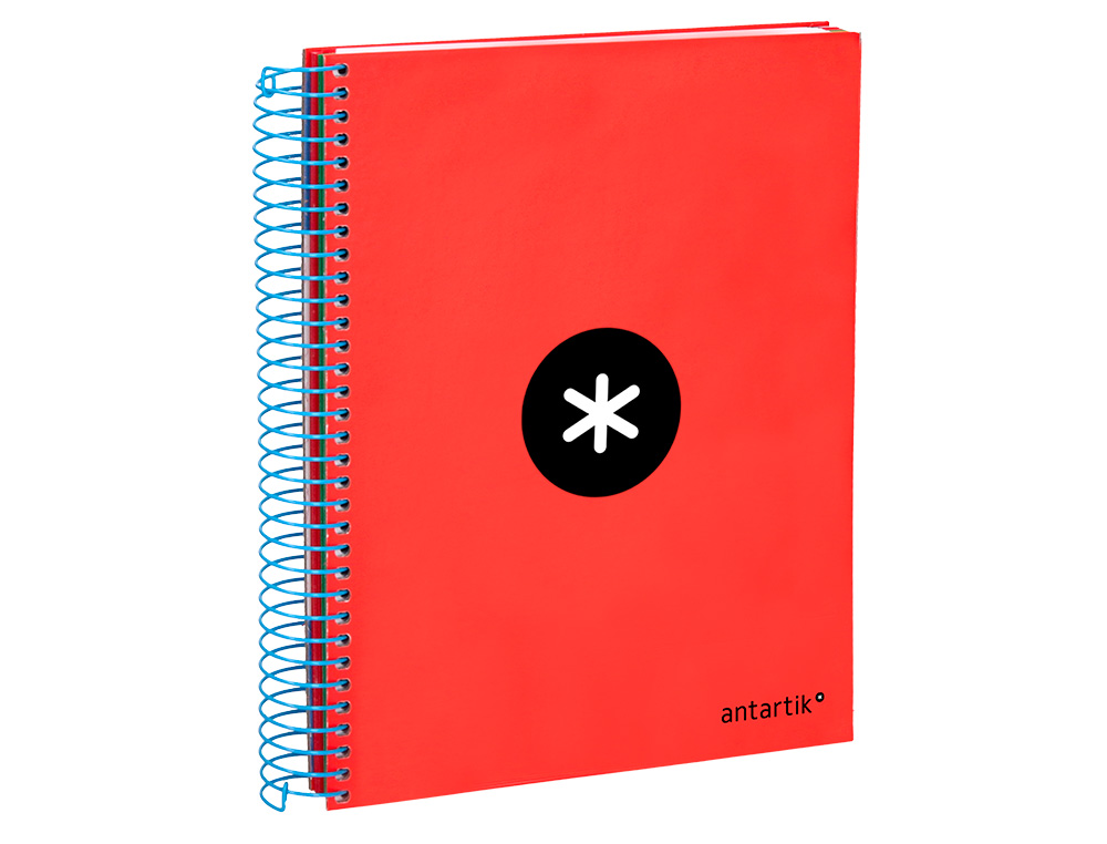 CADERNO ESPIRAL DIN A5 ANTARTIK CAPA FORRADA 120 F 100 GR PAUTADO 5 BANDAS DE CORES 6 FUROS COR VERMELHO