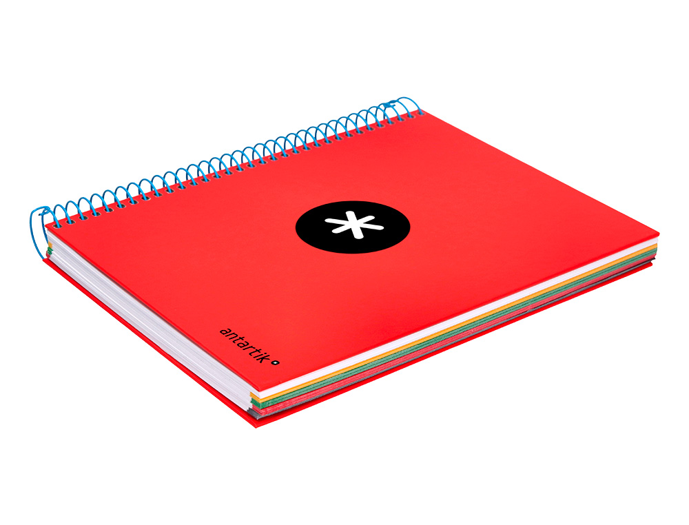 CADERNO ESPIRAL DIN A5 ANTARTIK CAPA FORRADA 120 F 100 GR PAUTADO 5 BANDAS DE CORES 6 FUROS COR VERMELHO
