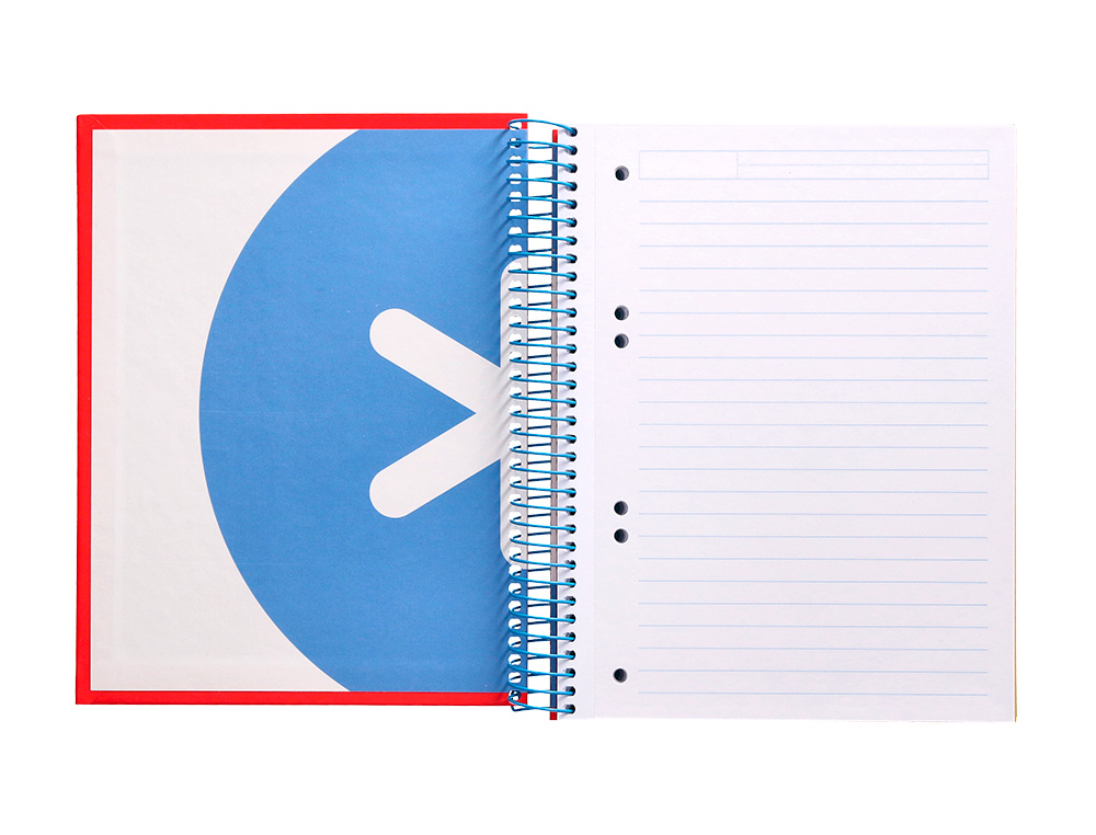 CADERNO ESPIRAL DIN A5 ANTARTIK CAPA FORRADA 120 F 100 GR PAUTADO 5 BANDAS DE CORES 6 FUROS COR VERMELHO