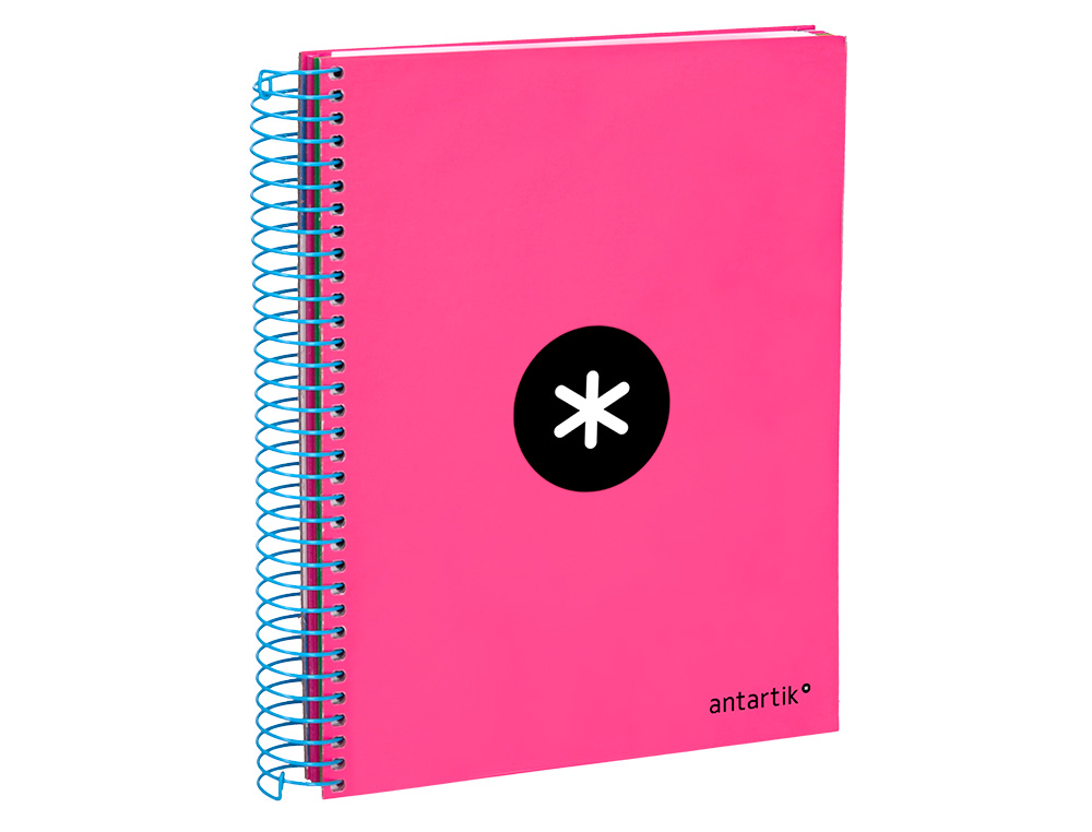 CADERNO ESPIRAL DIN A5 ANTARTIK CAPA FORRADA 120 F 100 GR PAUTADO 5 BANDAS DE CORES 6 FUROS COR ROSA F.